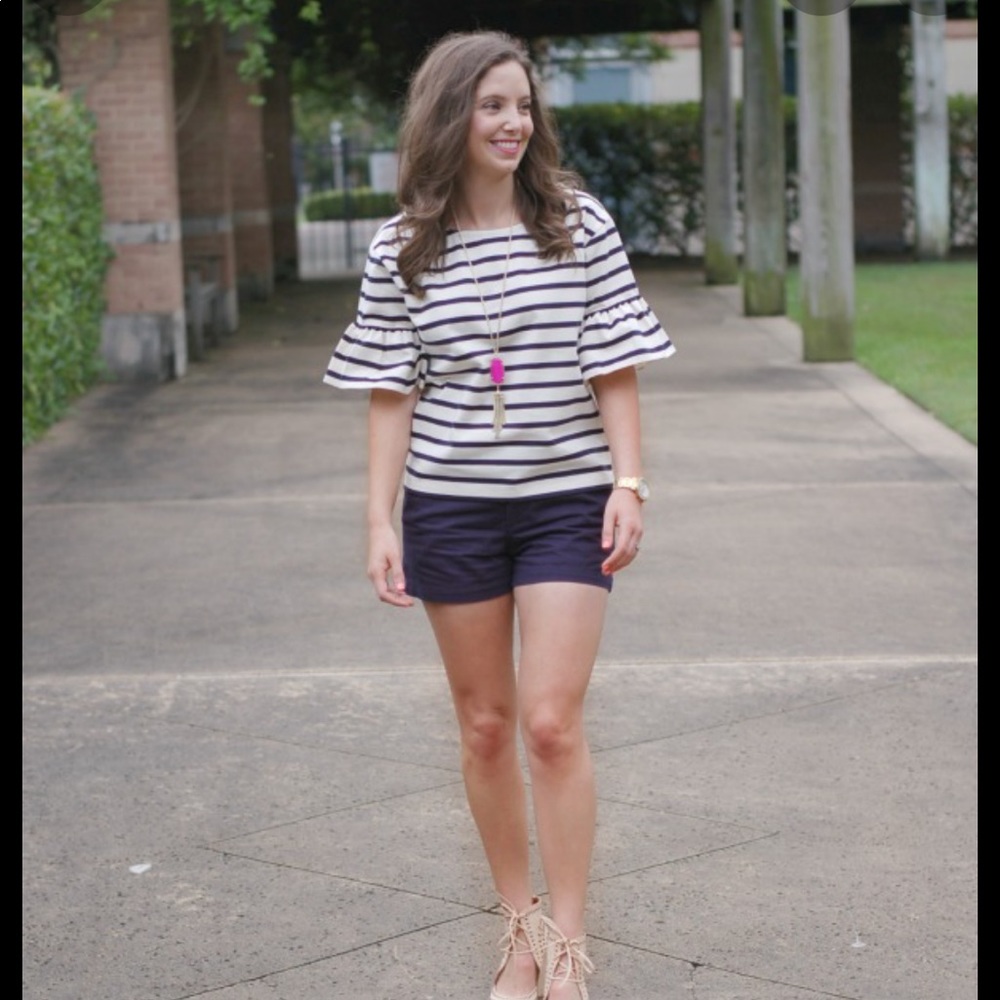 J. Crew striped flutter sleeve top - Picture 3 of 5